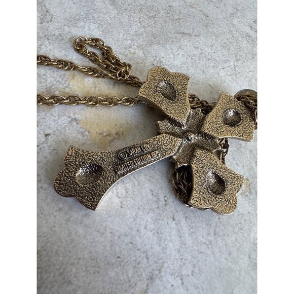 Vintage Sarah Coventry Limited Edition 1975 Large Cross Necklace - Picture 5 of 6